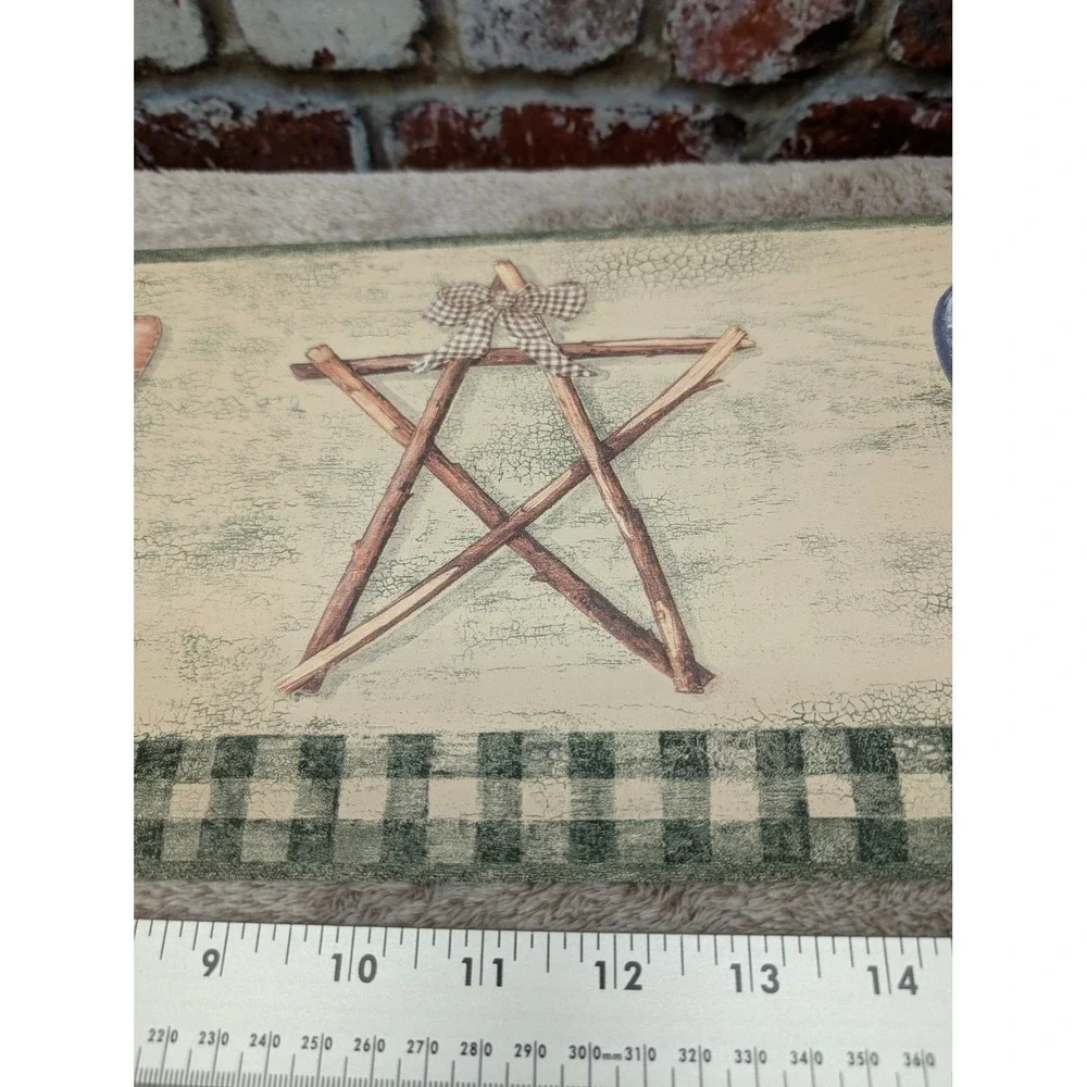 Crewcut Designs Americana Primitive Folk Art Wallpaper Border Angel Star 2 Rolls